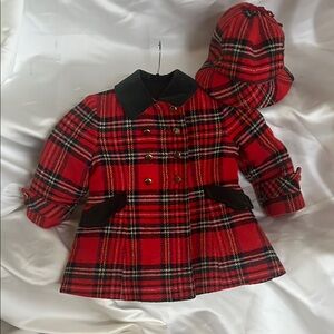 Rothschild Red Plaid Pea Coat for Kids